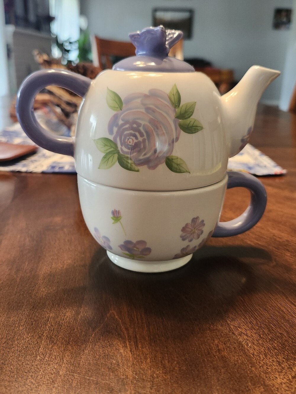 Hallmark ceramic stacking teapot and cup set